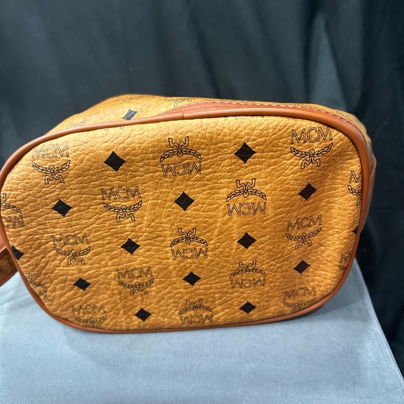 MCM Brown and Tan Logo Bucket Bag - Picture 3 of 9